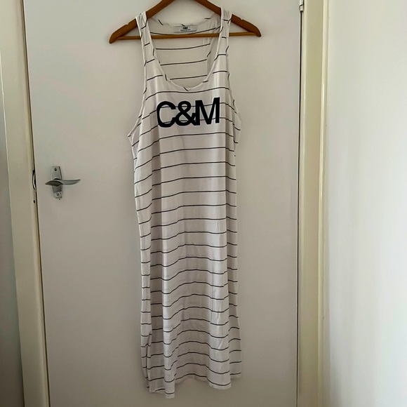 camilla & marc Dresses & Skirts - CAMILLA & MARC C&M LOGO RACERBACK LONG DRESS - NAVY & WHITE STRIPED - SIZE L